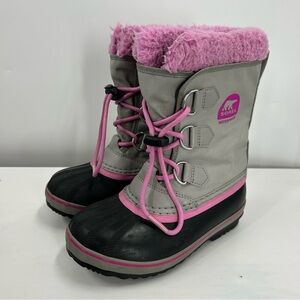 Sorel Boot NY1962-061 Waterproof Insulated Winter Boots Youth Gray Pink Size 1